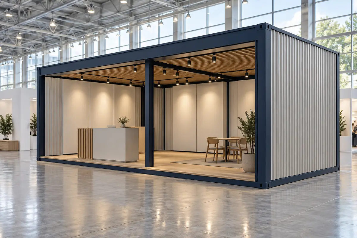 Visualización conceptual de Stand modular, CAIXAS Estructuras